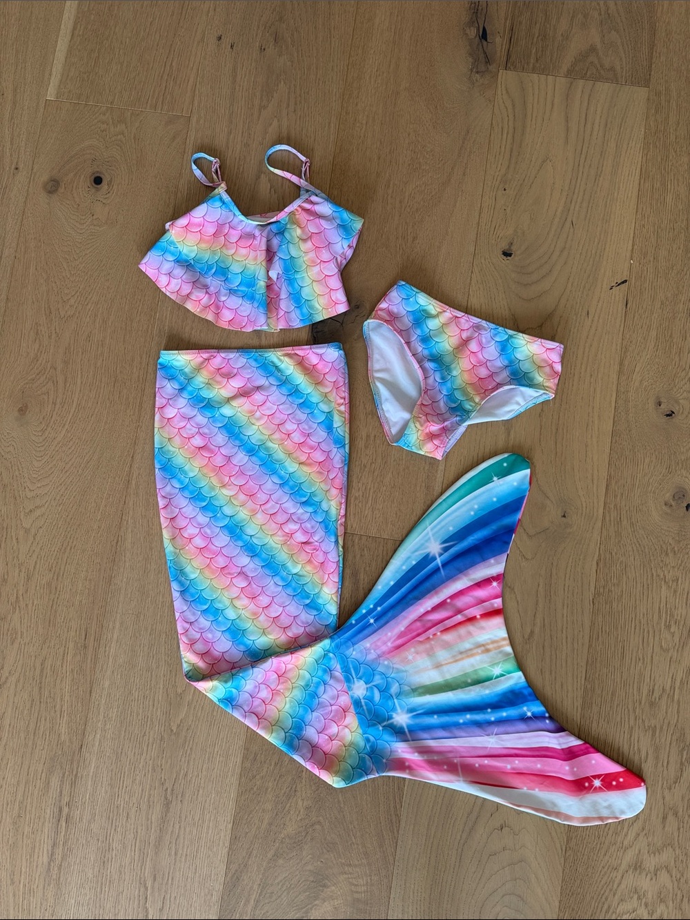 Rainbow Mermaid Tail Swim Bikini Set Size 6